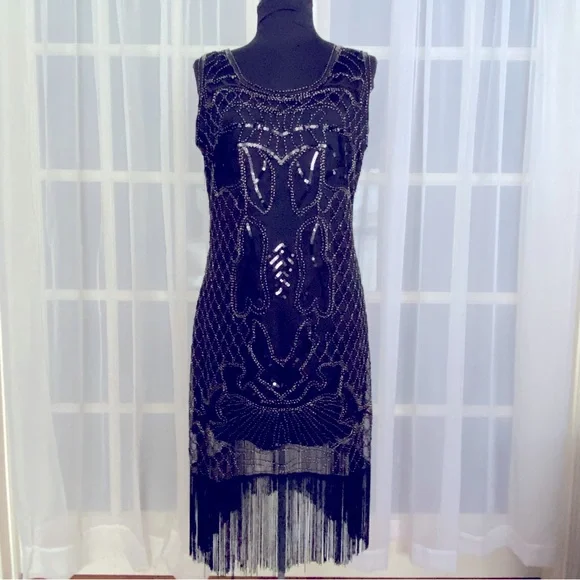 Unique Vintage | Dresses | Vintage Beaded Fringe Cocktailflapper Dress |  Poshmark